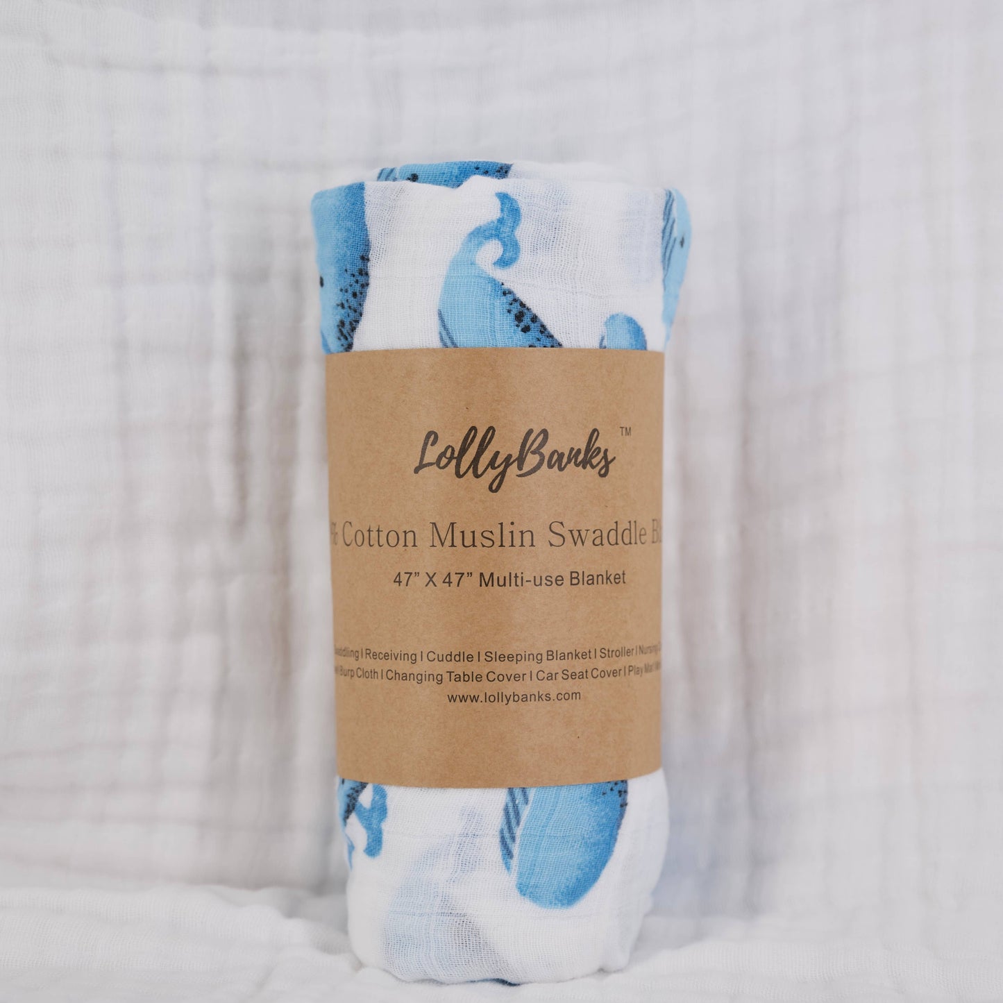 Whale, Whale, Whale Baby Muslin Swaddle Blanket