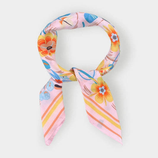 Pink Floral Printed Bandana Scarf