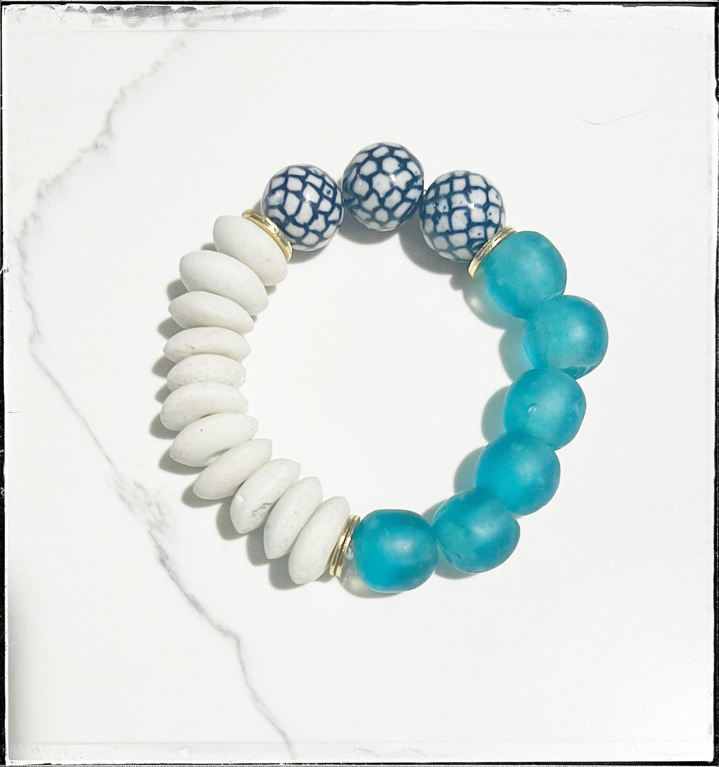 Glass & Ceramic Chinoiserie Bracelet