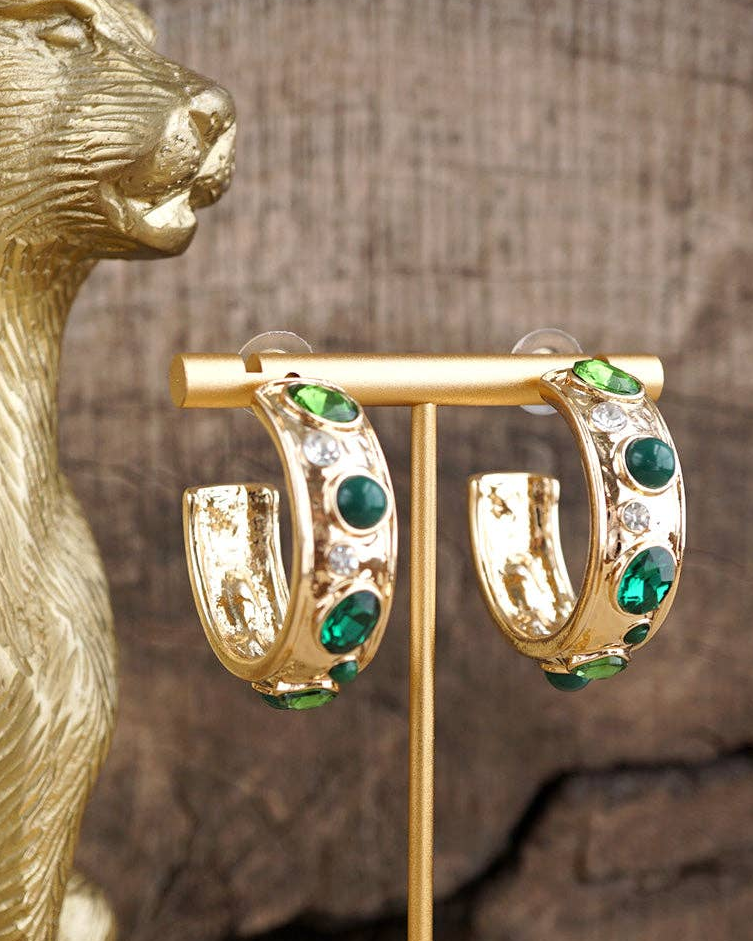 Celestial Glow Jeweled Hoop Earrings