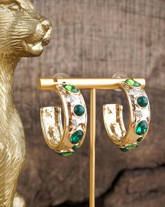 Celestial Glow Jeweled Hoop Earrings