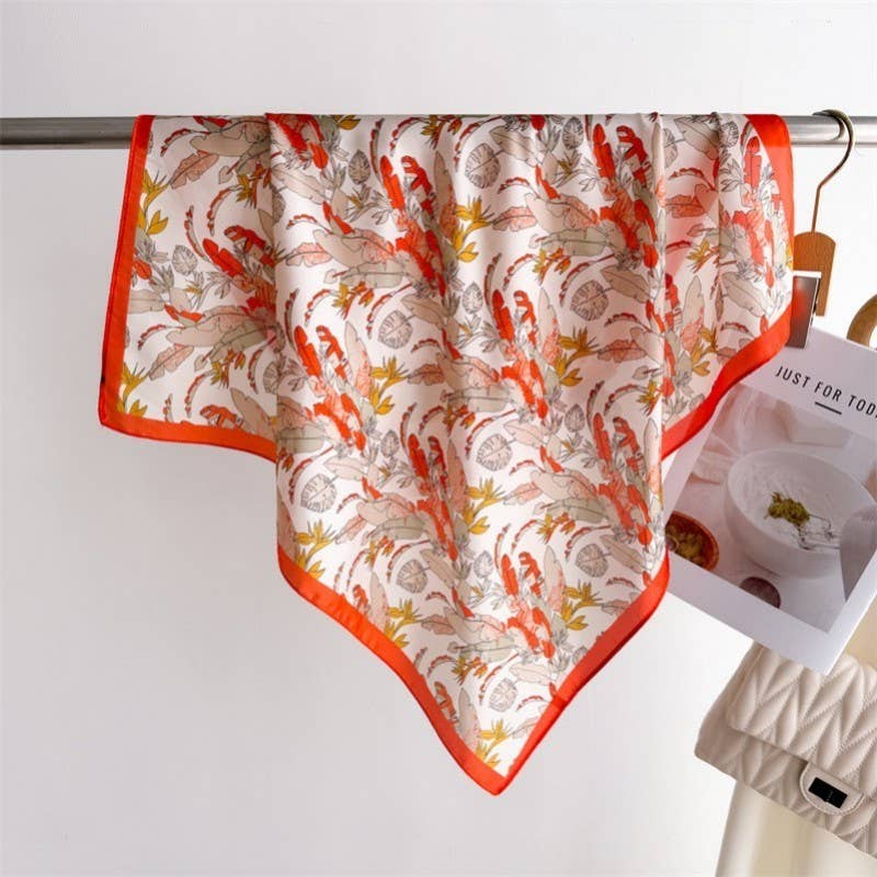 Autumn Botanical Silk-Feel Scarf