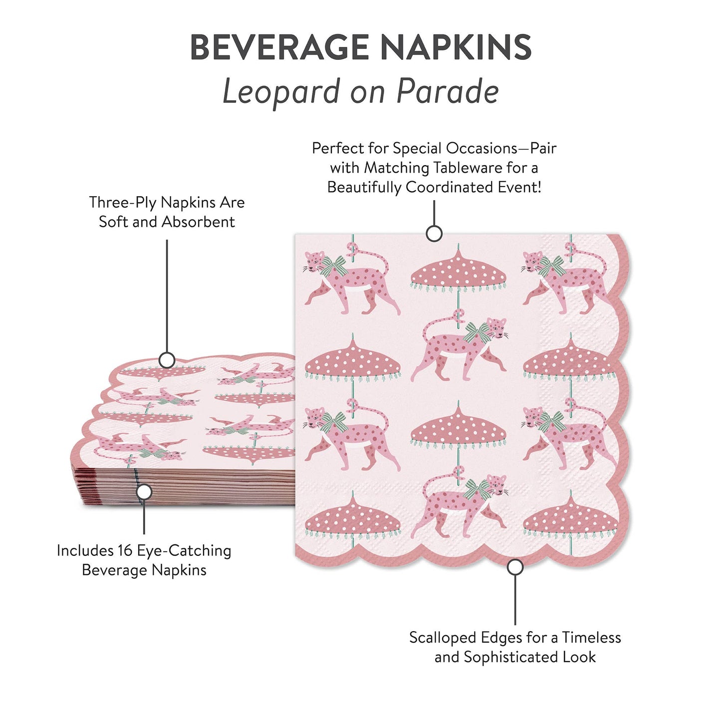 Leopard on Parade Scalloped Beverage Napkins