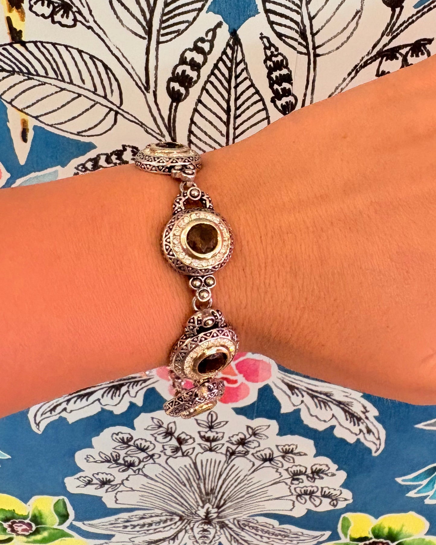 Vintage Pearl Panel Statement Bracelet
