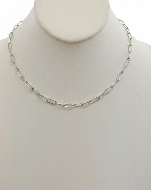 The Horizon Paperclip Link Chain Necklace – Silver Tone
