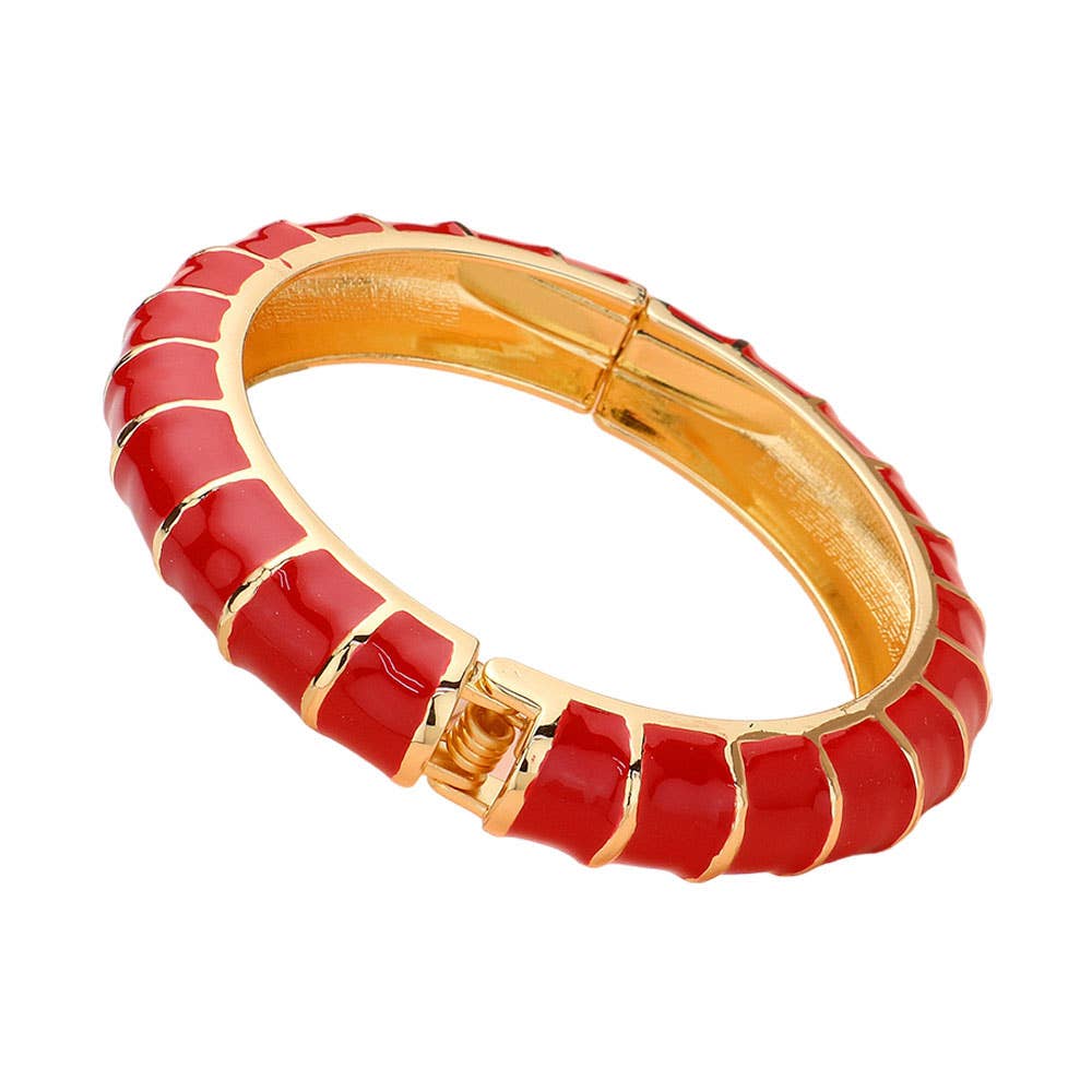 Enamel Bamboo Hinged Bangle Bracelet