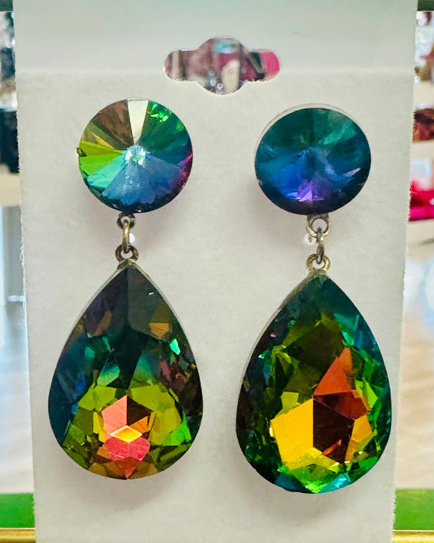Midnight Nebula Iridescent Teardrop Statement Earrings