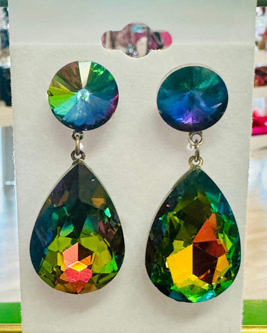 Midnight Nebula Iridescent Teardrop Statement Earrings