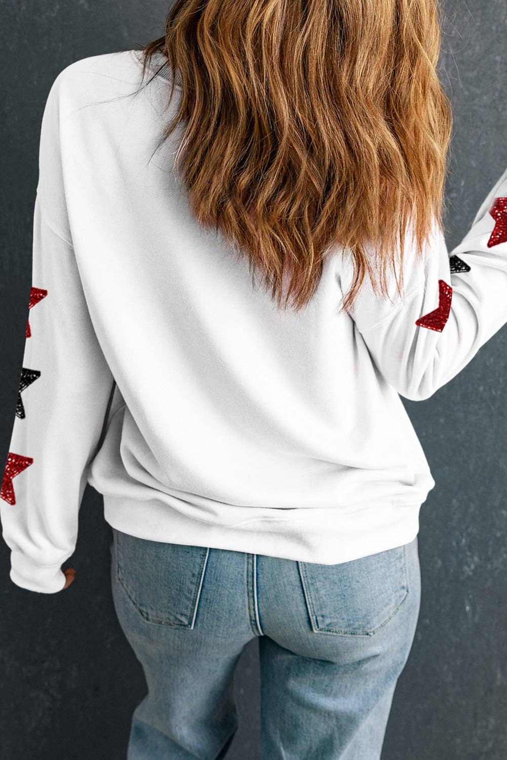 Glittering Red Sequined Touch Down Sweatshirt