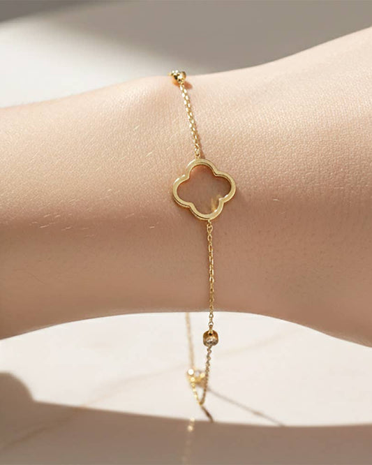 Gold Quatrefoil Charm Accent Chain Bracelet