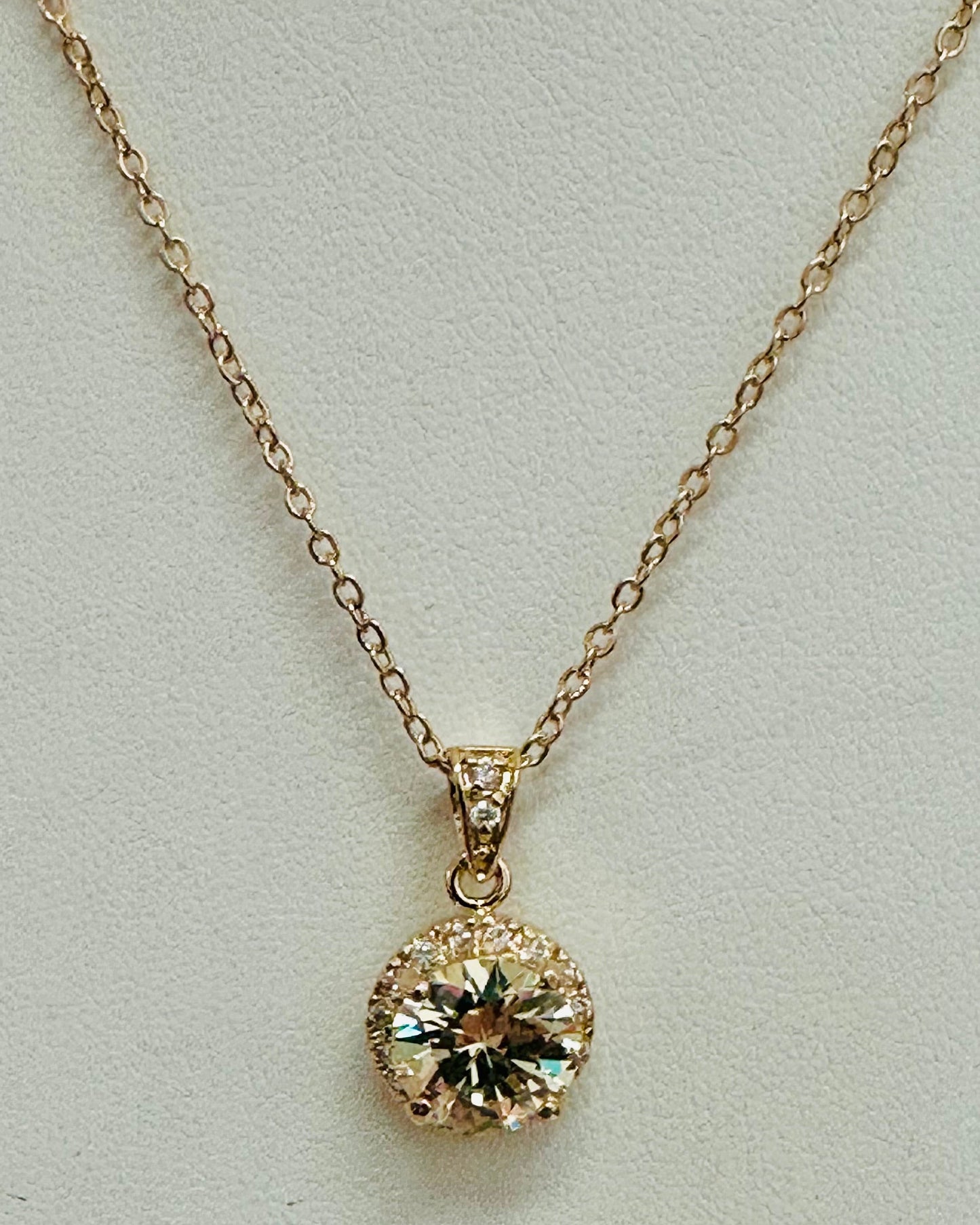 Gold Canary Halo Pendant Necklace