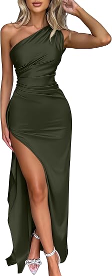 One Shoulder Satin Dress