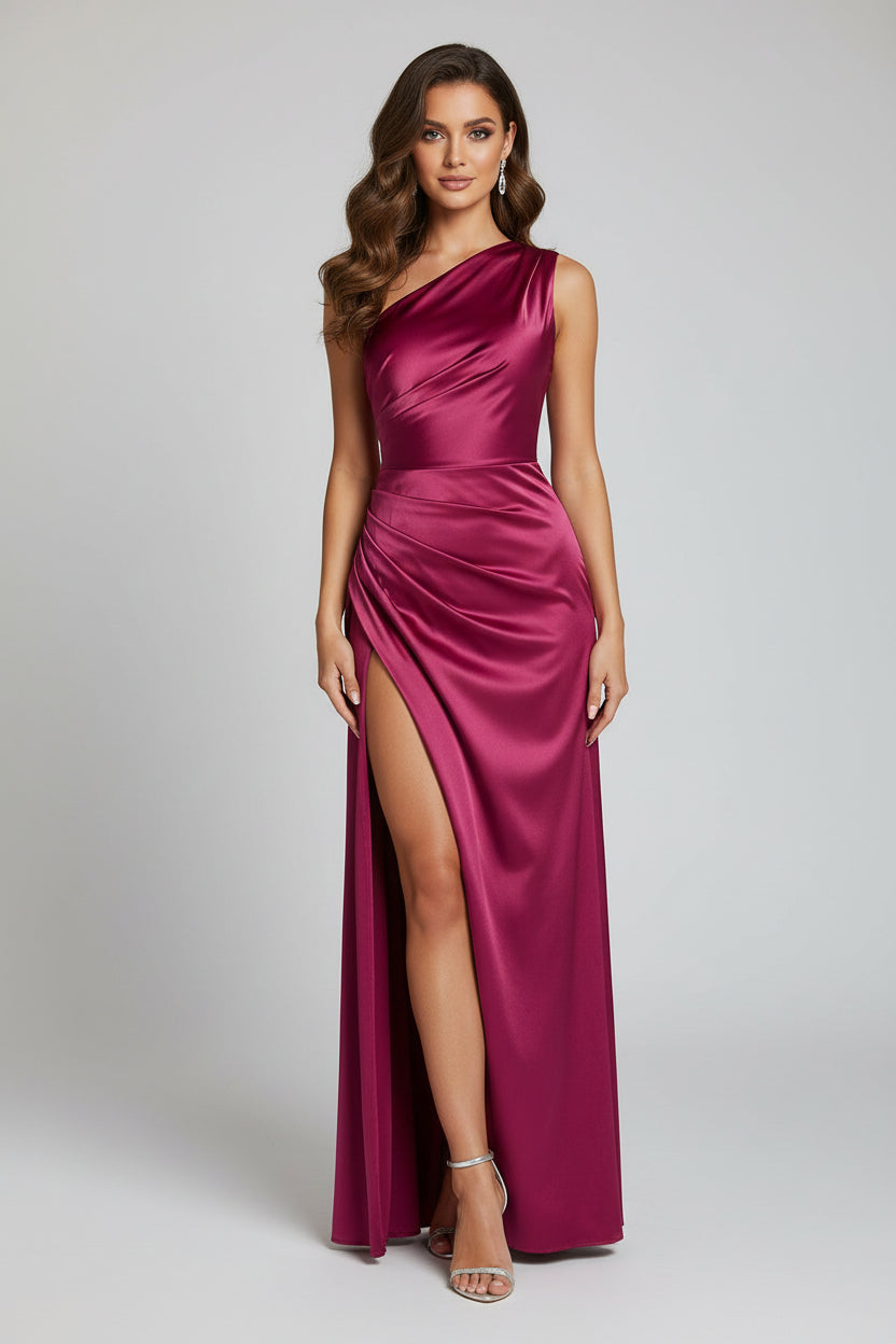 One Shoulder Satin Dress