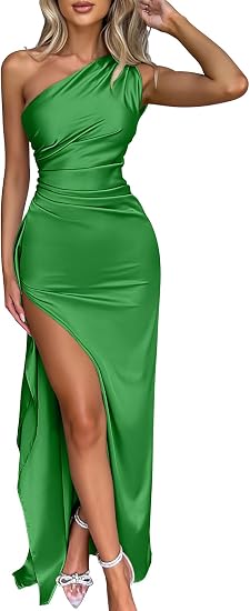 One Shoulder Satin Dress