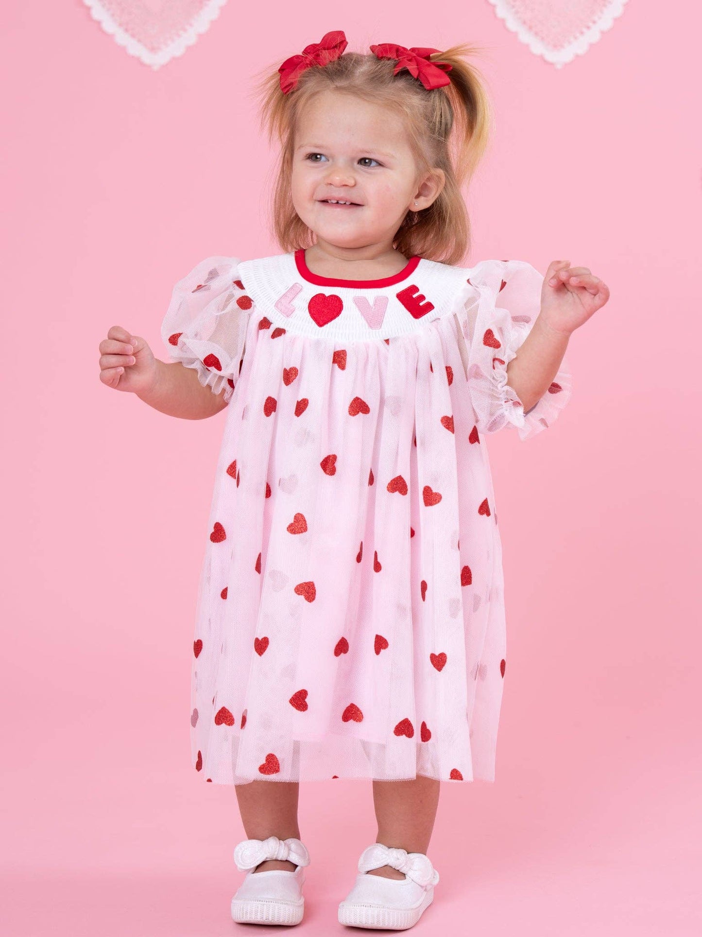 Love Letters Puff Sleeve Smocked Tulle Dress