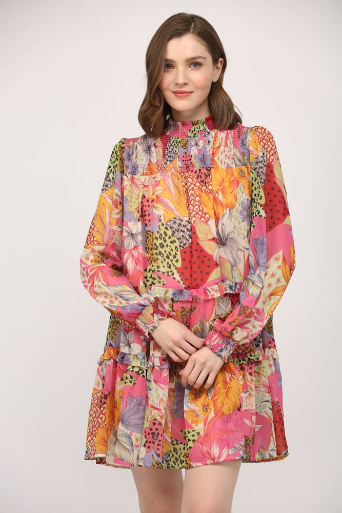 Printed Chiffon Vibrant Dress