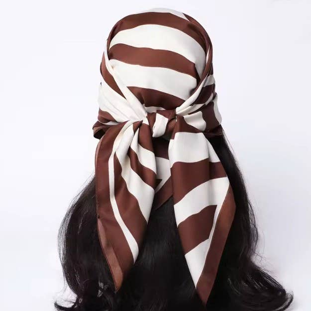 Brown Zebra Silk-Feel Scarf