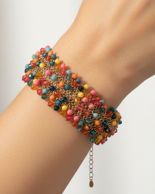 Vintage Multi-Color "Cha-Cha" Cluster Statement Bracelet