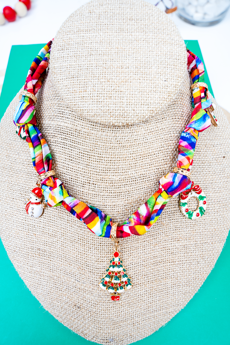 Shiny Luxe Christmas Classics Fabric Charm Necklace