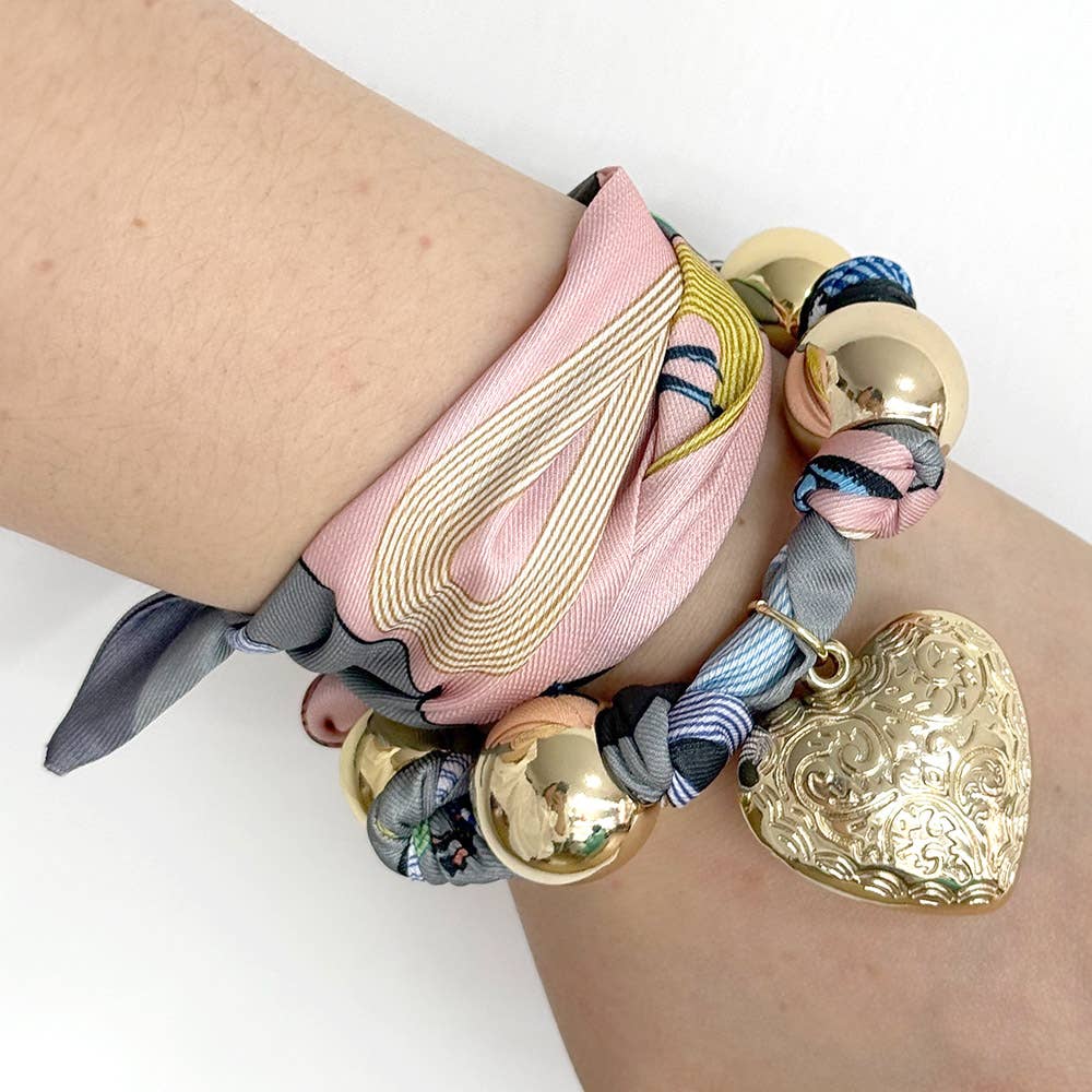 Gold Heart Charm Scarf Jewelry