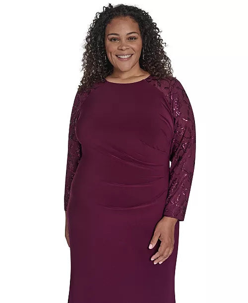 Jessica Howard Plus Size Raglan Sleeve Combo Gown