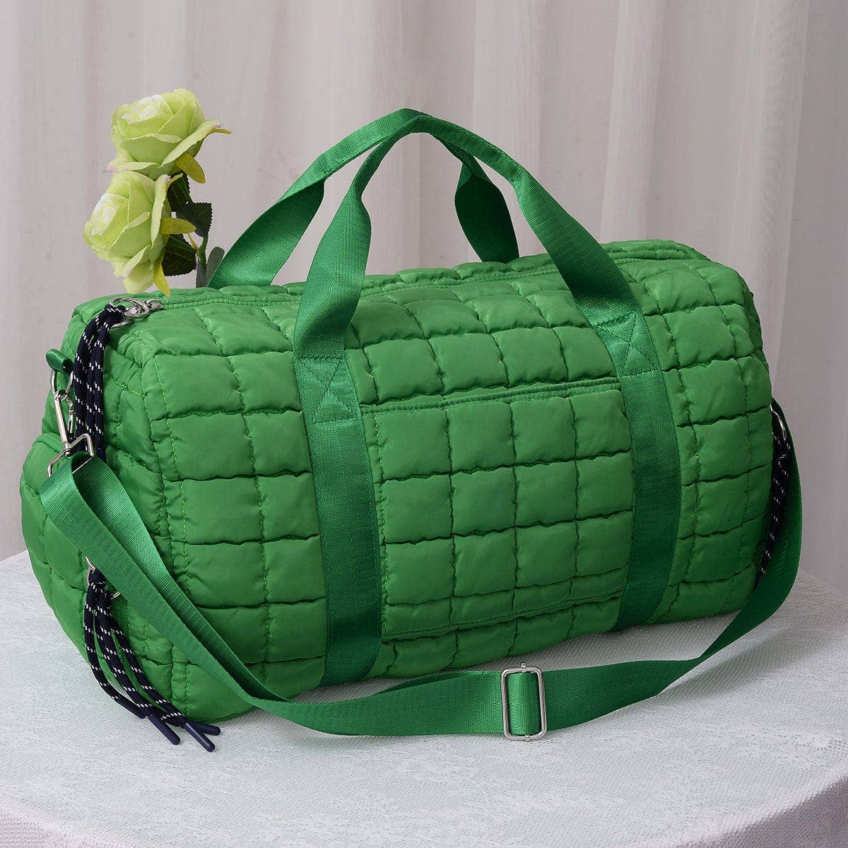 Green Quilted Puffer Weekender