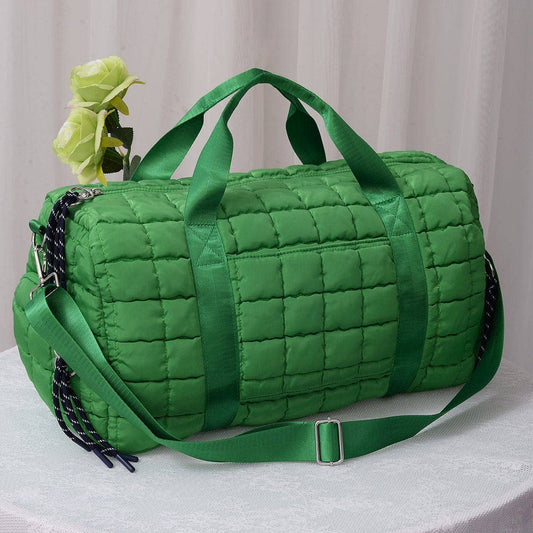 Green Quilted Puffer Weekender