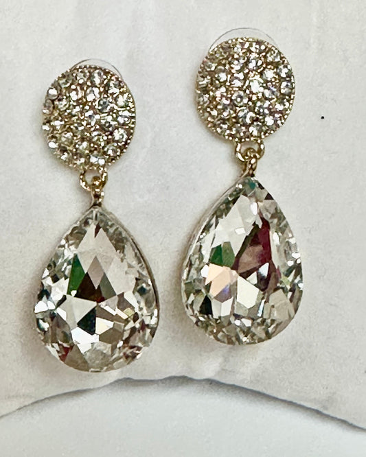Vintage Crystal Teardrop Dangle Earrings