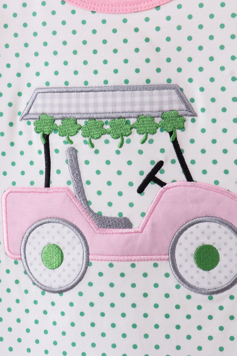 Pink Clover Golf Cart Appliqué Ruffle Set