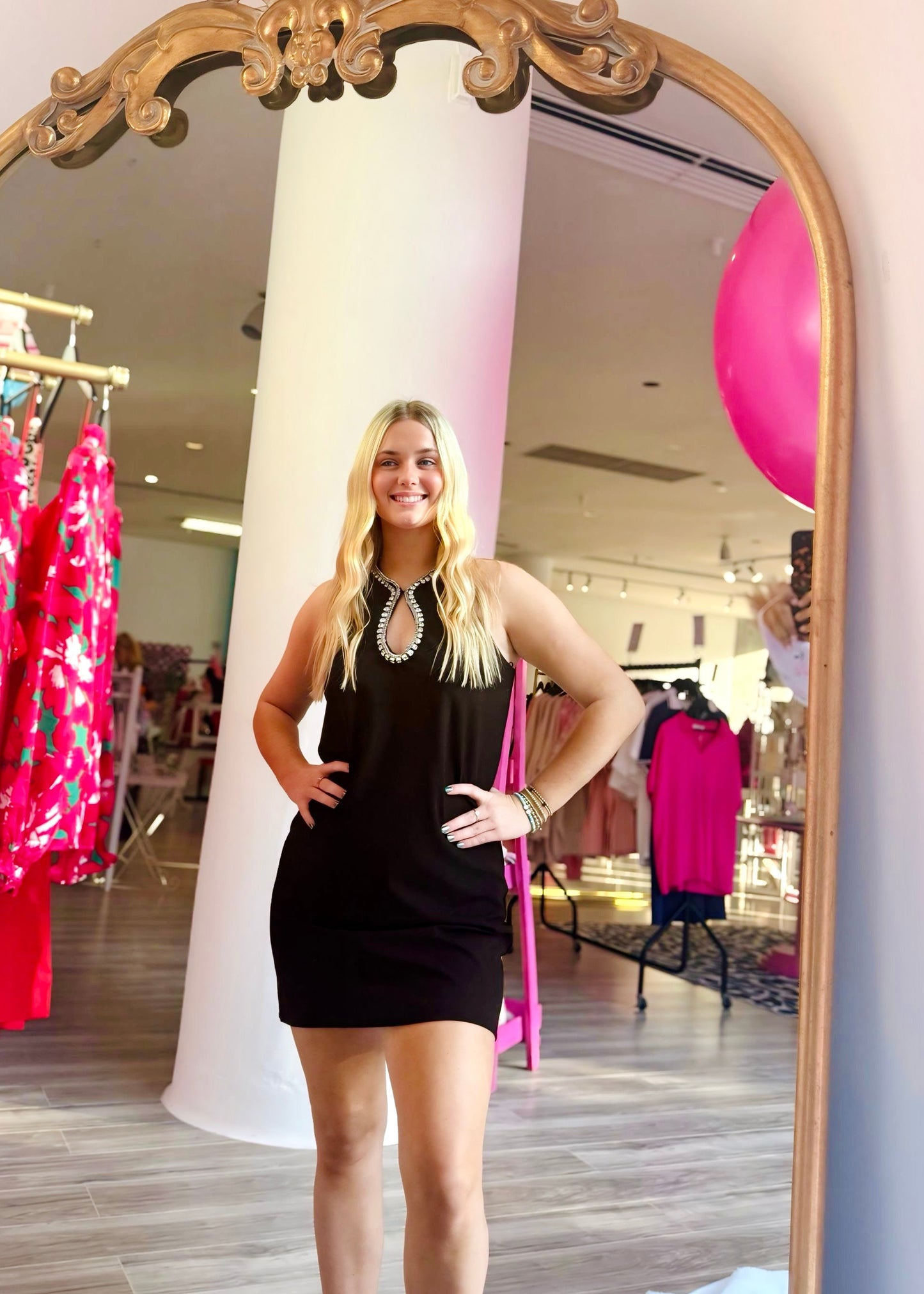 Rhinestone Keyhole A-Line Dress