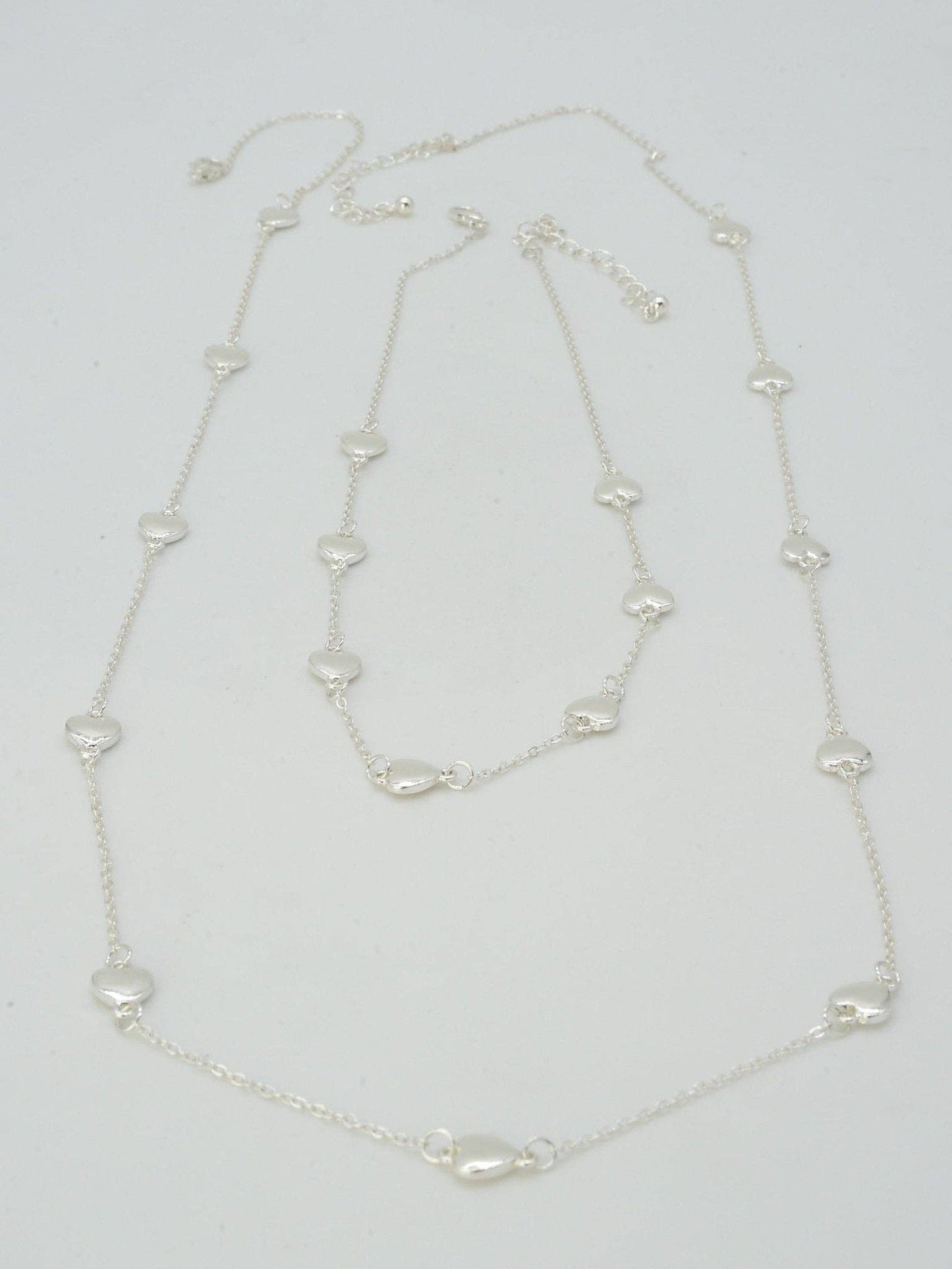 Heart Station Long Necklace: Gold Silver