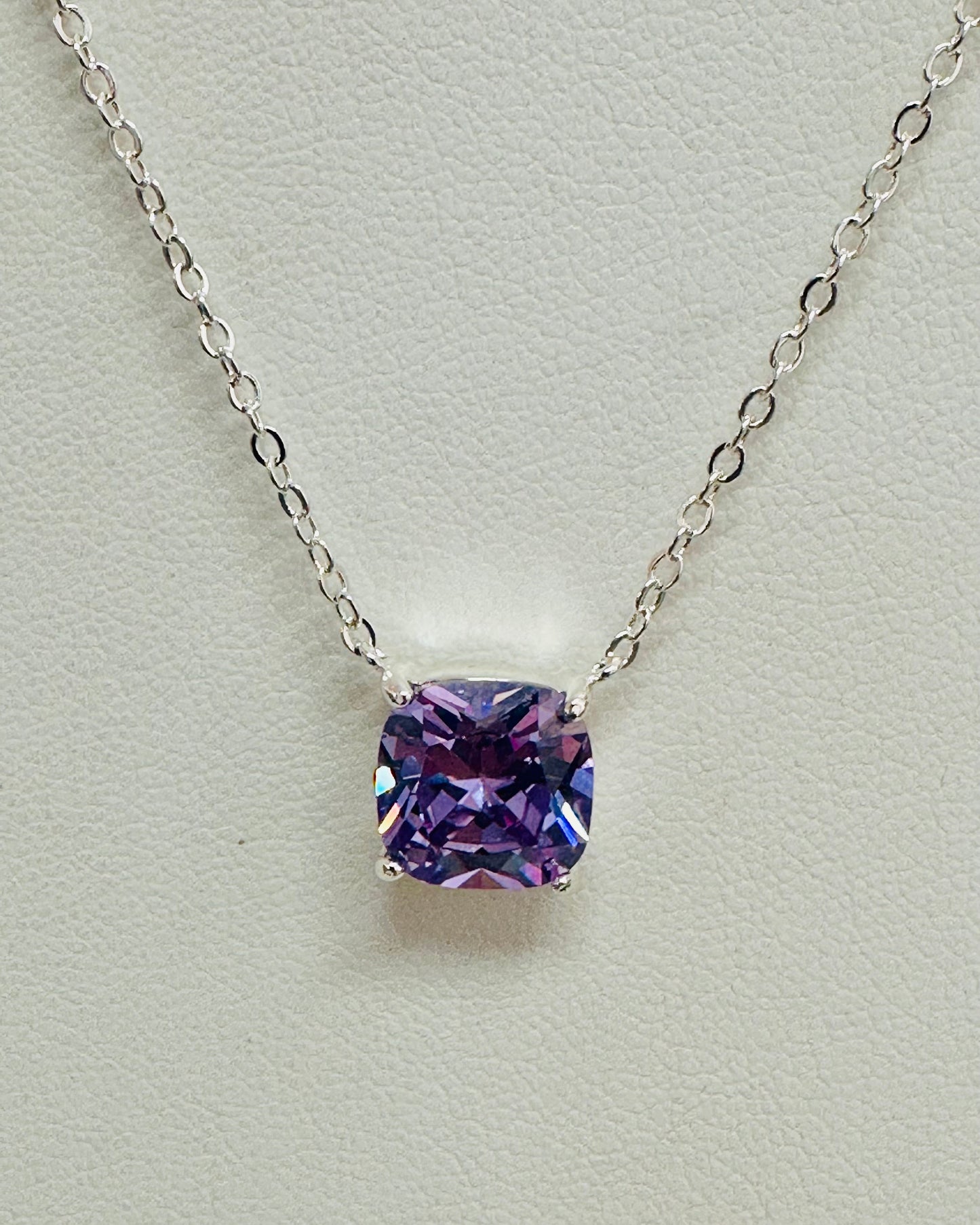 The Viola Cushion Solitaire Necklace