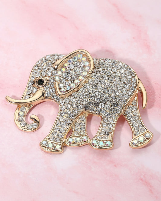 Rhinestone Embellished Elephant Brooch