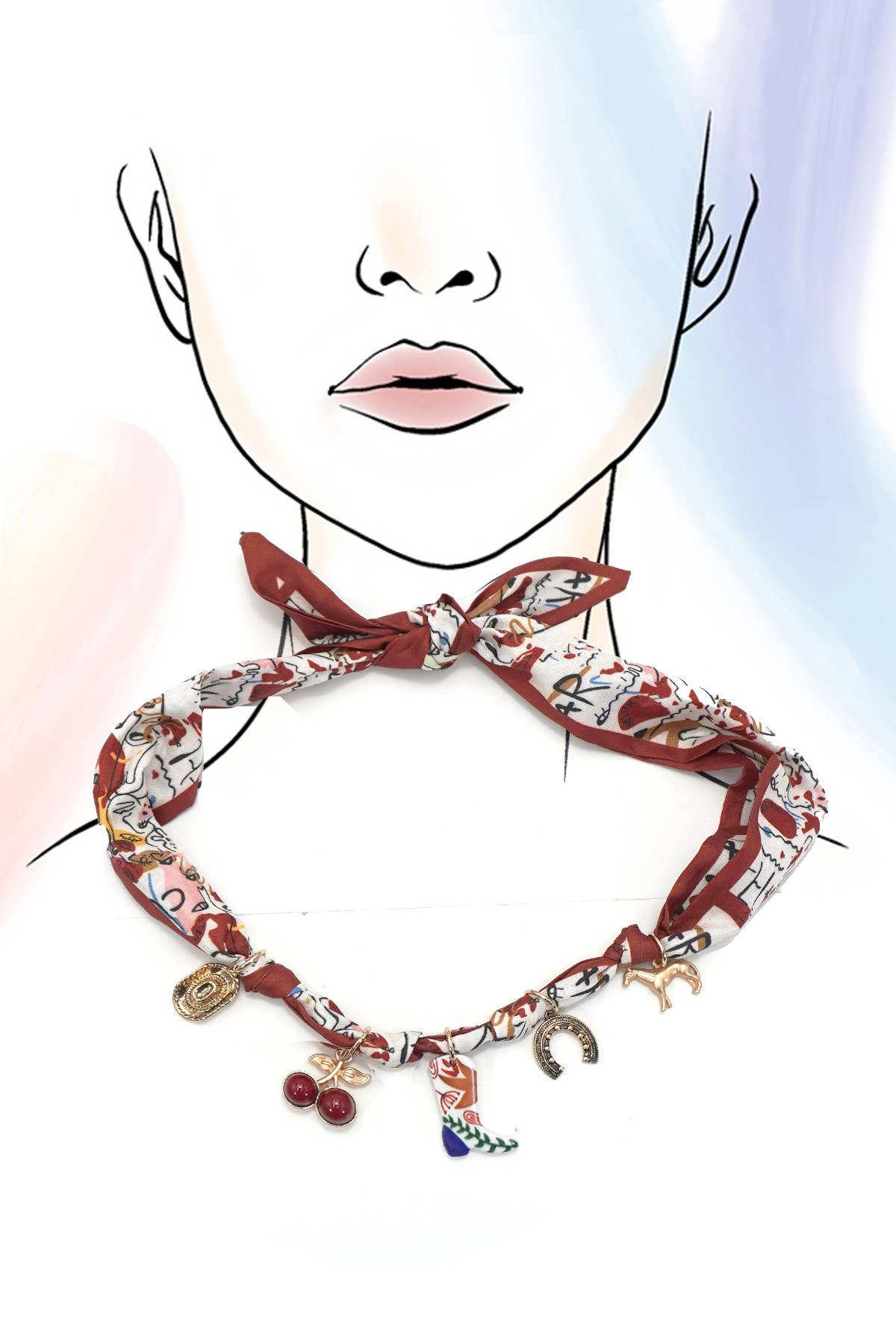 Cowgirl Adjustable Scarf Charm Necklace