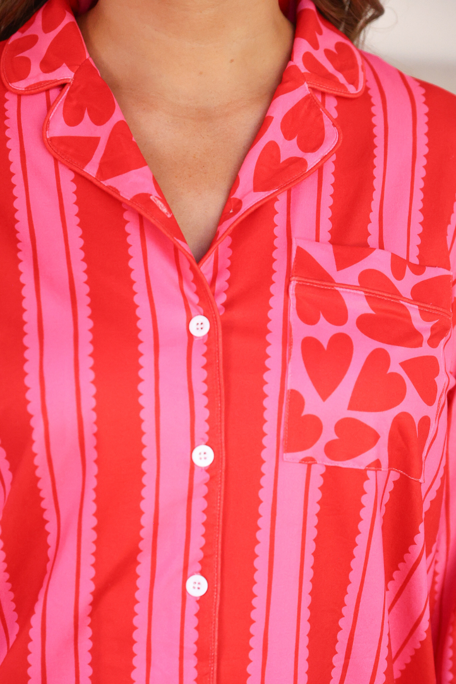 Heartfelt Stripes Ruffle Pajama Set