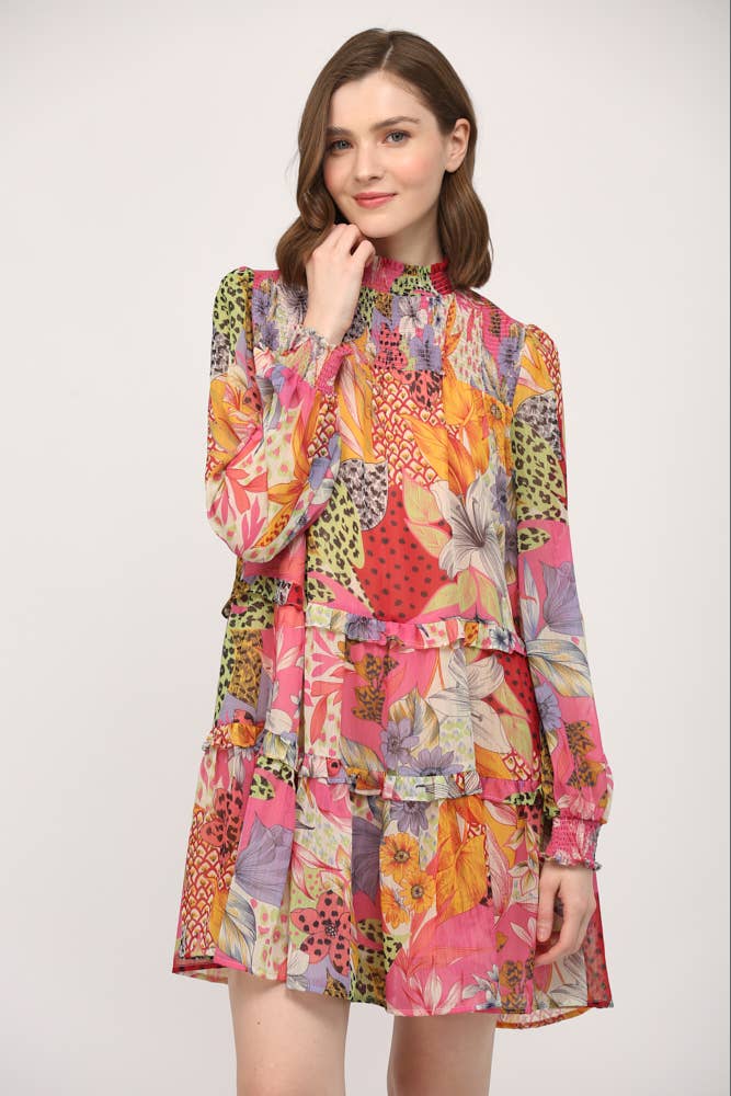 Printed Chiffon Vibrant Dress