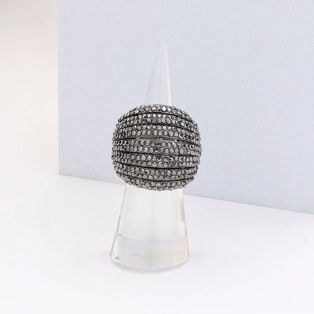 Crystal Rhinestone Pave Dome Stretch Ring