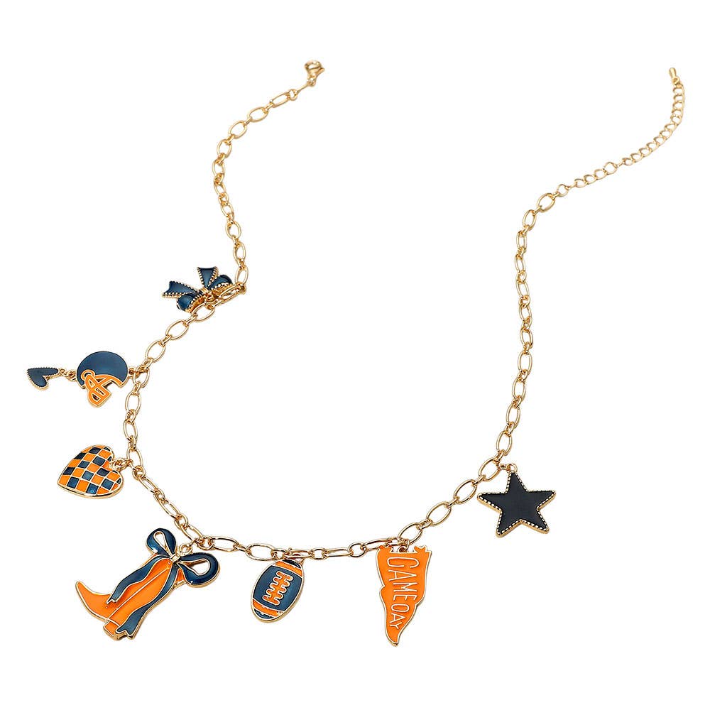 Game Day Football Theme Charm Station Necklace