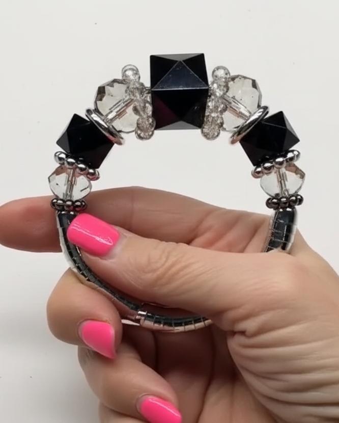 Vintage Midnight Sparkle Statement Wrap Bracelet