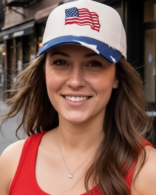 US Flag Embroidered Trucker Hat
