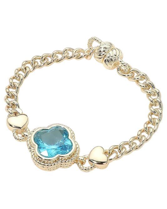 Gold Quatrefoil Stone Magnetic Bracelet