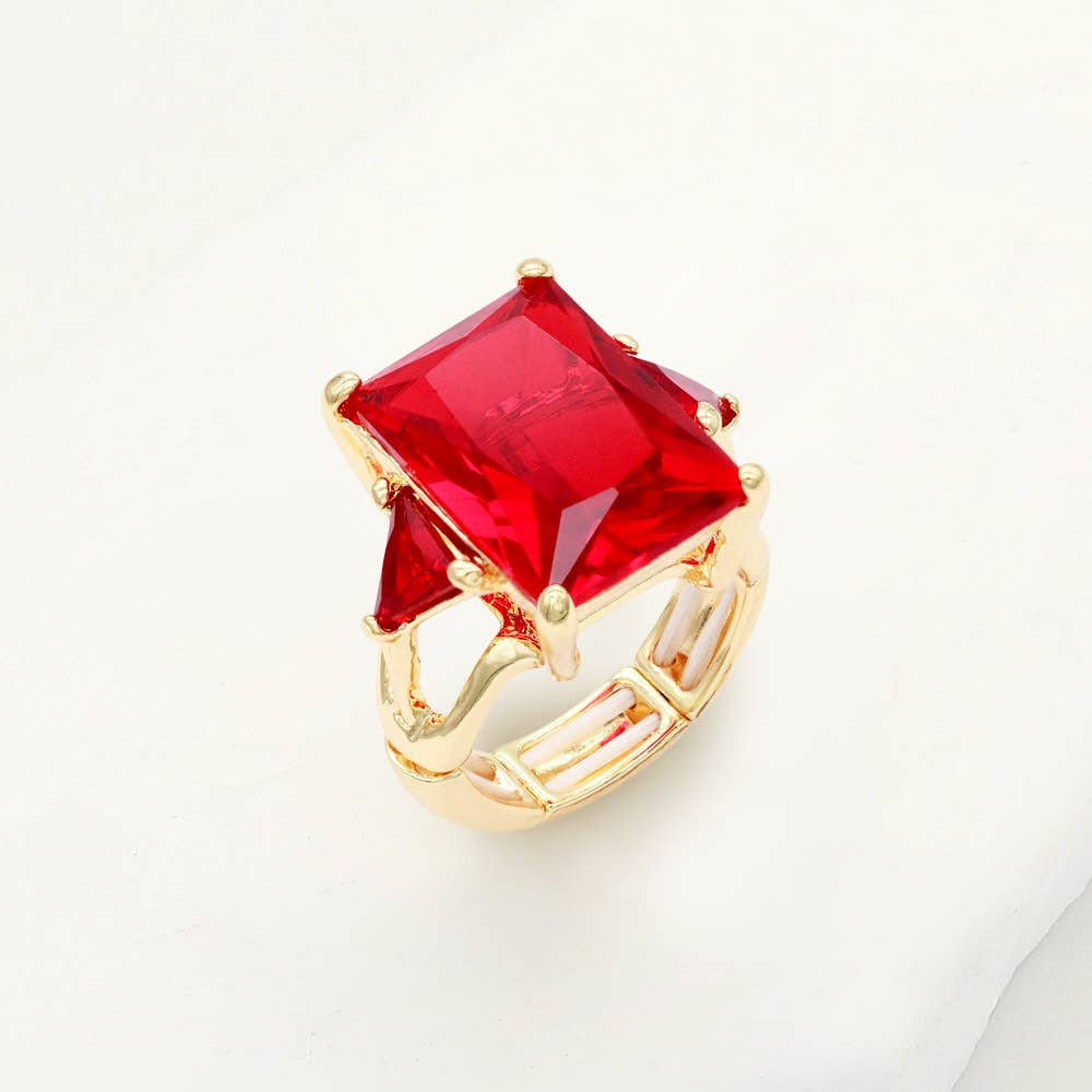 Statement Rectangle Crystal Stretch Ring