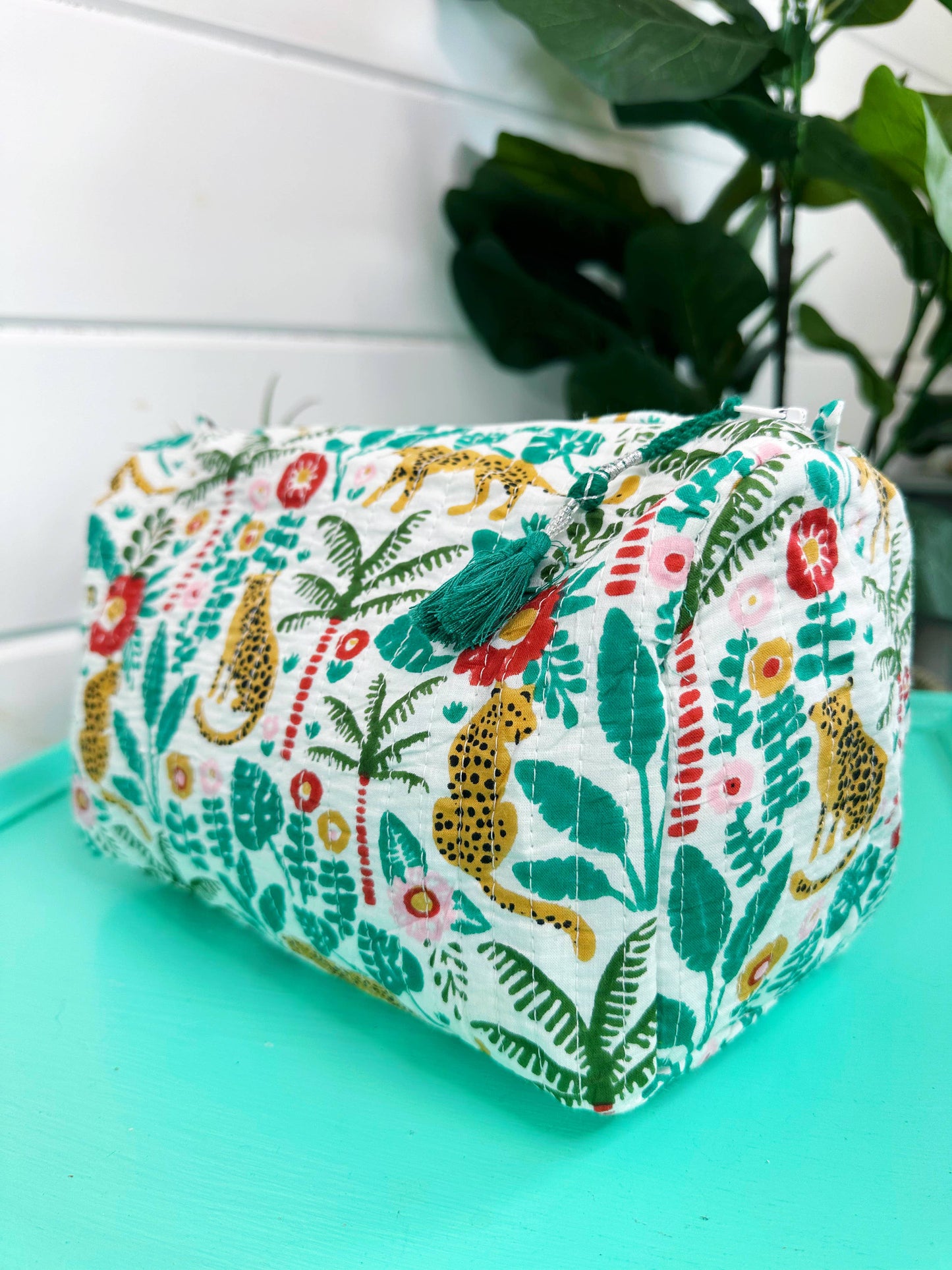 Quilted Jaguars Makeup Bag