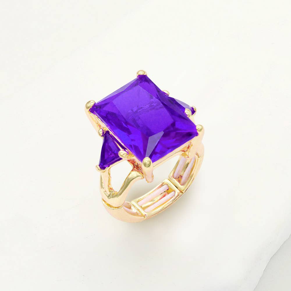 Statement Rectangle Crystal Stretch Ring