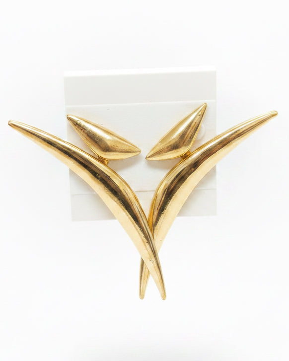 Sculptural Gold Wing Statement Earrings