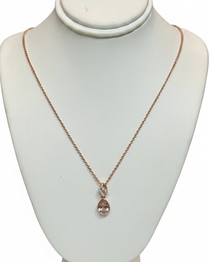 Blush Romance Teardrop CZ Pendant Necklace