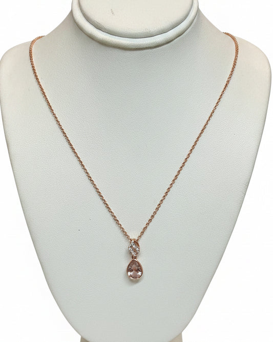 Blush Romance Teardrop CZ Pendant Necklace