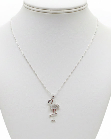 Silver Luxe Flamingo Pendant Necklace