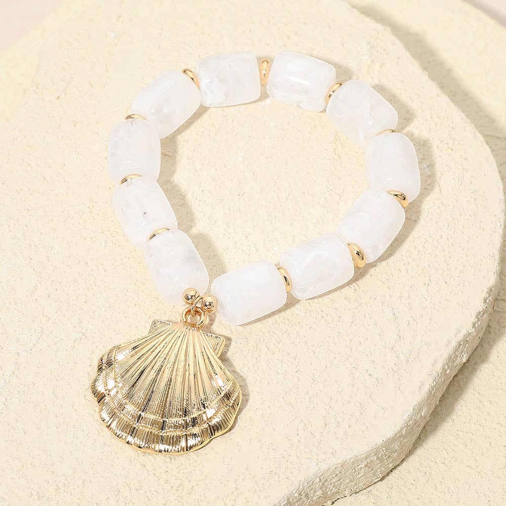 Bold Seashell Chunky Resin Stretch Bracelet