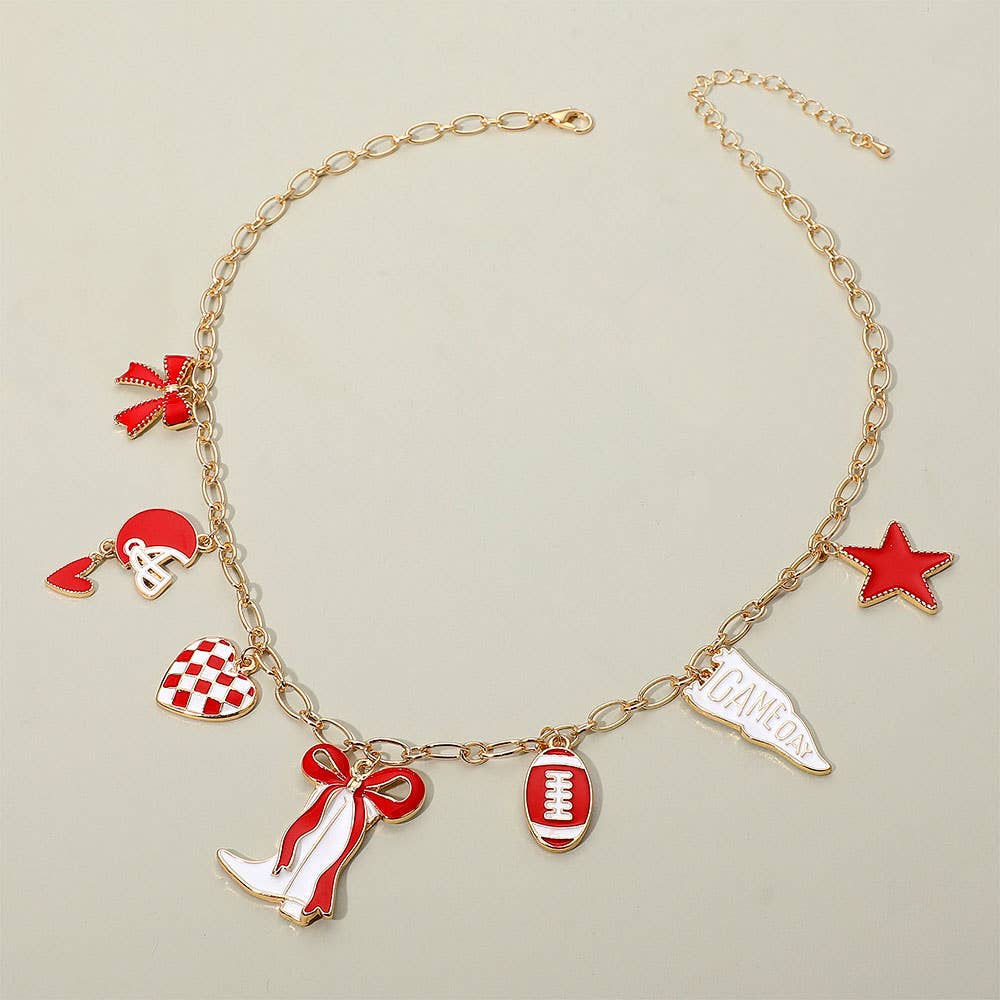Game Day Football Theme Charm Station Necklace